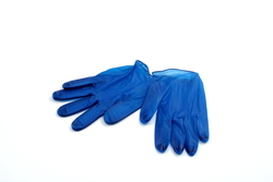 Vinyl Handschuhe detektierbar, blau Paket mit 100 Stück
